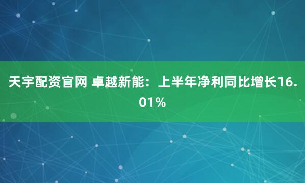 天宇配资官网 卓越新能：上半年净利同比增长16.01%